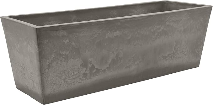 Arcadia Garden Products U65CT Plastic/Stone/Wood Composite Simplicity Window Box, No Drainage Hole (Drillable), Patio Plant Container, Indoor Outdoor Planter, 25.5" x 9, Cement Color PSW