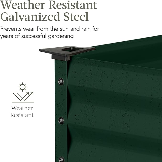 Best Choice Products 48x24x30in Galvanized Raised Garden Bed, Metal Elevated Planter Box, Vegetable Garden for Backyard, Patio, Balcony - Dark Green BestChoiceProducts