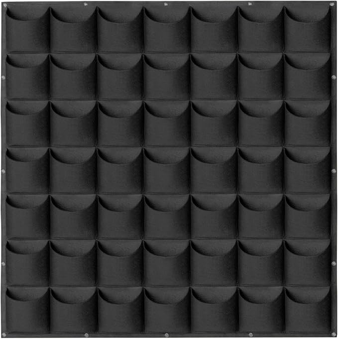 49 Pockets Hanging Planter Bags, Hanging Vertical Wall Mounted Plant Planting Grow Bags, Herb Garden Planter Outdoor Indoor Growing Bag, Gardening Vertical Greening Flower Container(1m×1m, Black) Pehciroe