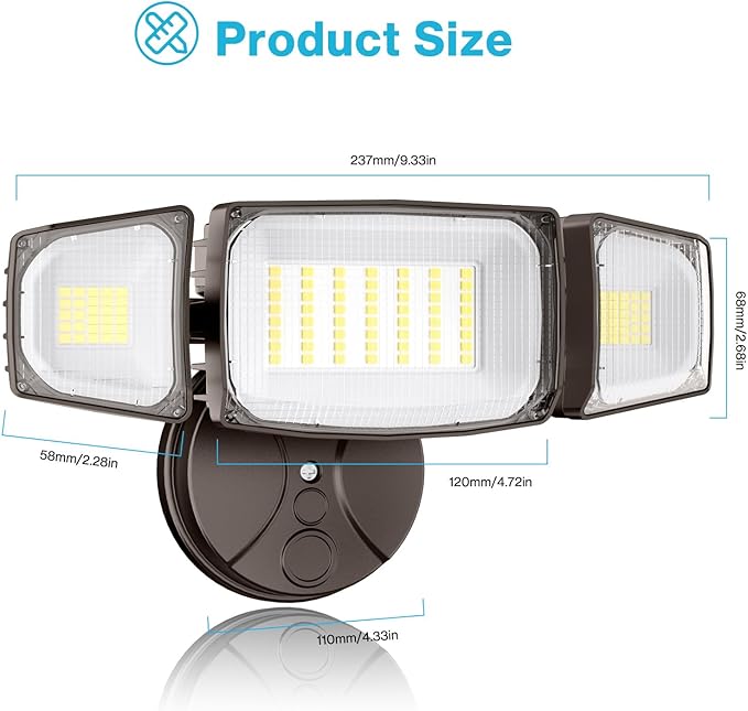 Olafus 80W Flood Lights Outdoor, Switch Controlled 8000LM LED Security Lights, IP65 Waterproof Outside Floodlights, 6500K Exterior Flood Light Fixture Wired for House Yard Porch Eave Brown Olafus