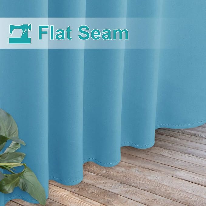 NICETOWN Outdoor Curtain for Patio Waterproof, Thermal Insulated Detachable Sticky Tab Top Room Darkening Great Vertical Drape Outdoor Divider for Pergola, 1 Pack, W52 x L108, Teal Blue NICETOWN