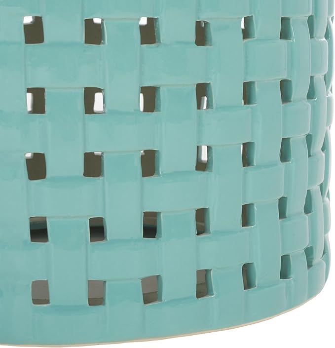 SAFAVIEH Home Collection Sayre Robins Egg Blue Ceramic 18-inch Decorative Accent Garden Stool for Living Room, Bathroom, Patio, Side Table, Plant Stand (Fully Assembled) SAFAVIEH