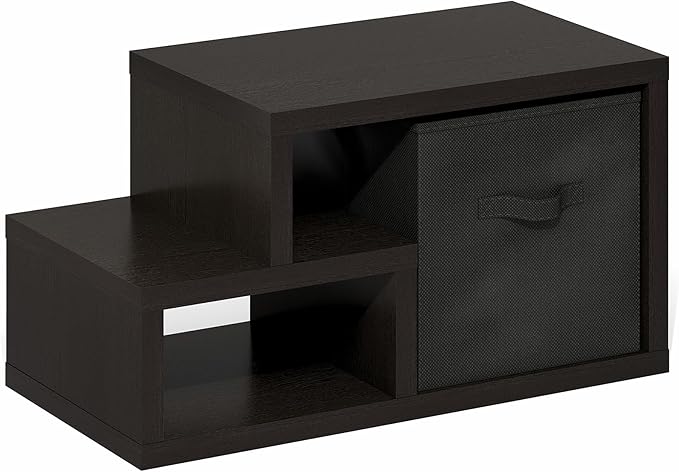 Furinno Viola Storage Shelf, Storage Rack with Bin, Book Shelf, Bookshelf, Display Rack, with Bin Drawers, for Organization, Living Room, Home Office, Black Dark Oak Furinno-FitsYourSpaceFitsYourBudget