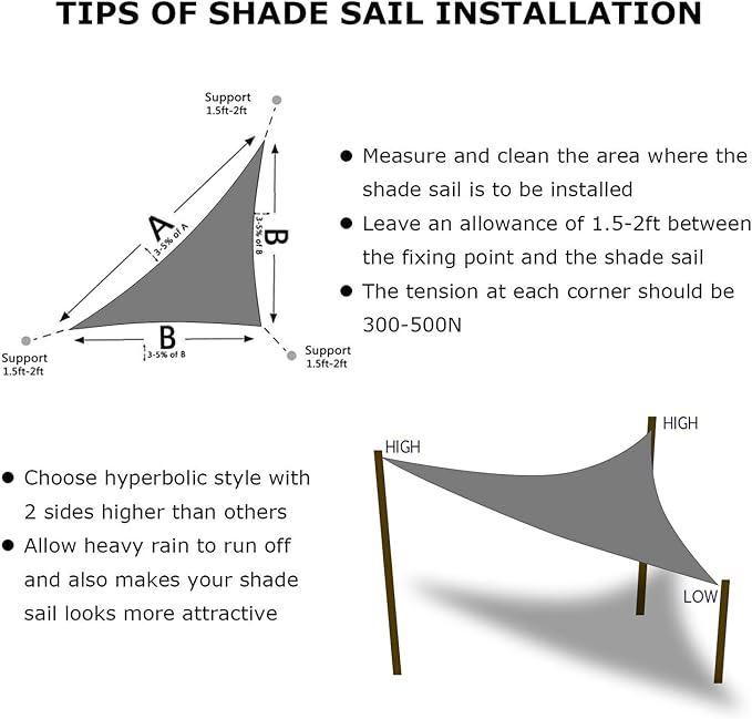 KANAGAWA Sun Shade Sail 10'x10'x14' Dark Gray Triangle UV Block Canopy Awning Shelter Fabric Cloth Screen for Outdoor Patio Garden Backyard KANAGAWA