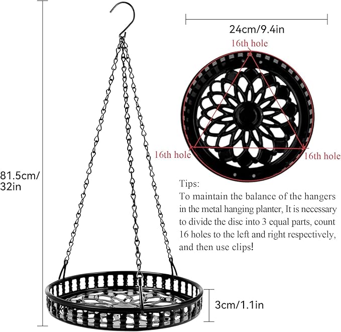 Plant Hanger Indoor Outdoor 3 Pack, Hanging Planter for Indoor Outdoor Plants, Hanging Plant Holder Shelf, Hanging Basket, Decorative Metal Plant Holder PIKAMAO