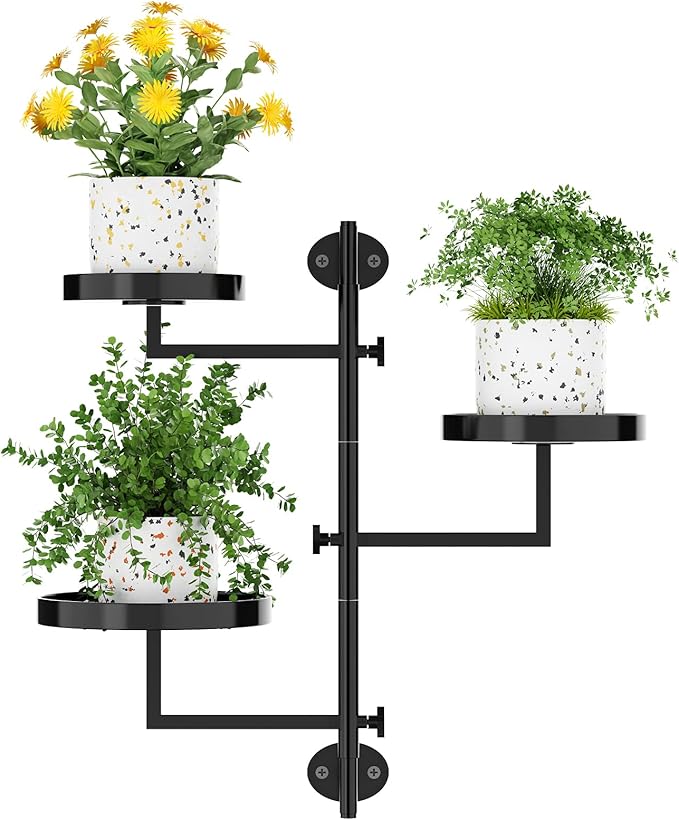 Window Plant Shelves Plant Shelf Indoor Metal Plant Stand Rotating Window Shelf for Plants 3 Tier Plant Stand Wall Plant Holder Wall Planters for Indoor Plants, Outdoor Plant Stands for Patio, Black Gaoymsym