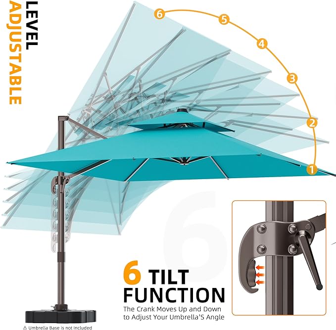 9' X 12' Double Top Cantilever Patio Umbrella - Heavy Duty Offset Umbrella with 360° Rotation for Garden Deck Pool Patio, Turquoise ORYNTREX