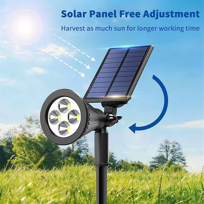 Solar Lights Outdoor Waterproof IP65,3000K Super Bright LED,2 Lighting Modes, Solar Powered Yard Garden Solar Spot Lights for Flag Landscape Auto On/Off-2 Pack JEJOT