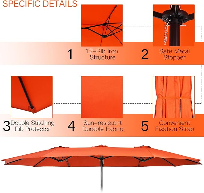 Tangkula 11 Piece Rattan Outdoor Dining Set with 15Ft Patio Umbrella for 8, Outdoor Wicker Table Set with 8 Cushioned Armchairs, Acacia Wood Top, Outdoor Umbrella with Base Included TANGKULA