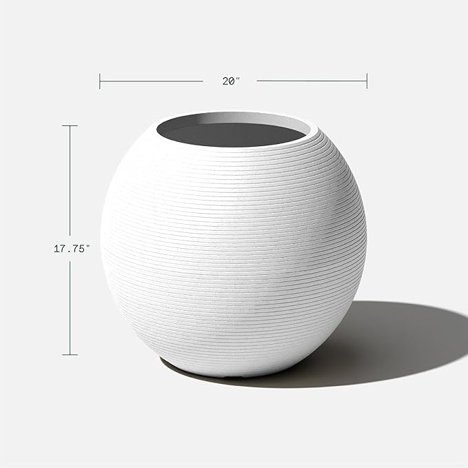 Veradek Strata Series Sphere Round Planter for Patio & Backyard | Durable Plastic-Stone Material | Modern Décor for Tall Trees and Plants VeradekOutdoor