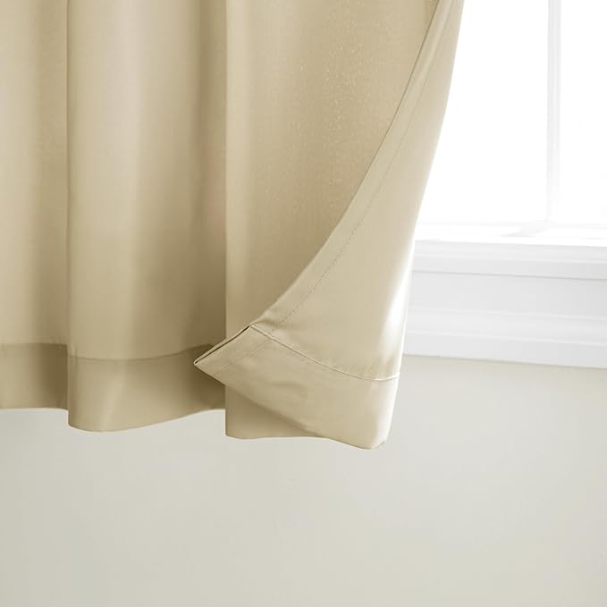 TOWN & COUNTRY BASICS Cabana Solid Heavyweight Indoor Outdoor Curtains, Light Filtering Opacity with Grommet Top, Water Repellent, 2-Pack Set, 54"x84", Natural TOWN+%26+COUNTRY+BASICS