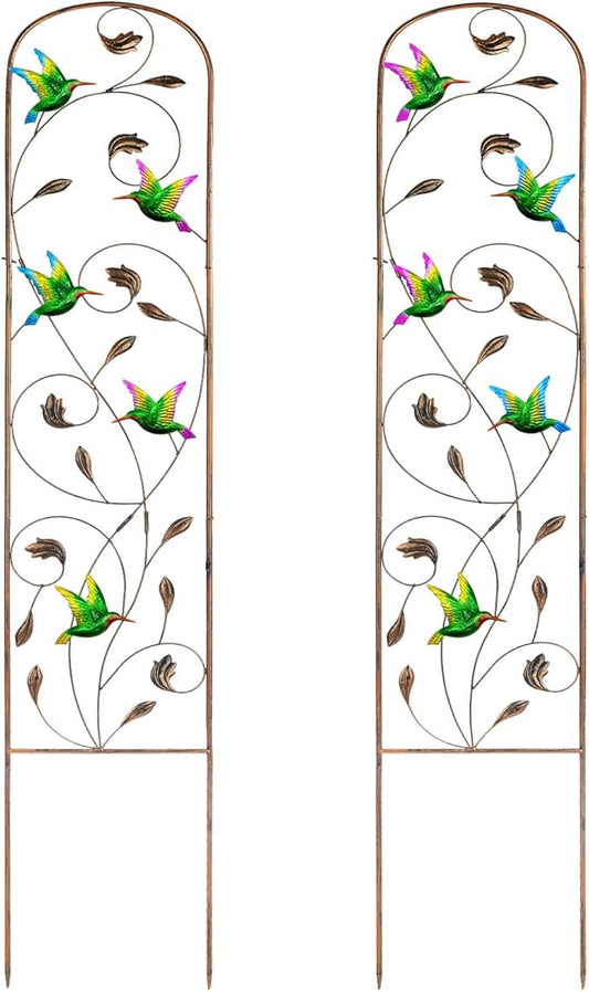 SUNNYPARK Set of 2 Hummingbird Metal Garden Trellis for Climbing Plants, Decorative Vegetables Flowers Vine Trellis for Outdoor Patio 60'' H x 11'' W SUNNYPARK