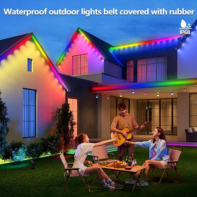 32.8FT Outdoor LED Strip Light Waterproof,IP68 Outside RGB+IC Light Strip with App/Remote Control,Chase Mode,Music Sync Rope Light for Balcony,Deck,Rooftop,Garden,Pool httpsmp