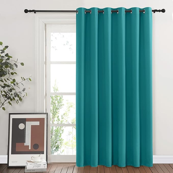 NICETOWN Sliding Glass Door Curtains for Window, Grommet Wide Thermal Curtain Sound Dampening Window Drape for Living Room/Bedroom (Peacock Teal, W80 x L84, 1 Panel) NICETOWN
