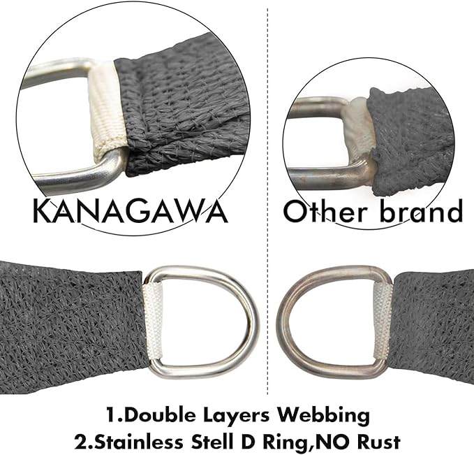 KANAGAWA 16'X16' Dark Gray Custom Size Sun Shade Sail Square UV Block Canopy Cover for Patio Backyard Lawn Garden Outdoor (Customized Available) KANAGAWA