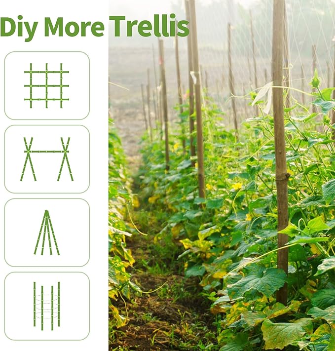 Plant Stakes, 4FT Natural Bamboo Garden Stakes, 25Pcs Bamboo Plant Stakes,Bamboo Sticks for Tomato,Beans,Vegetable and Climbing Plants WDZZHOT