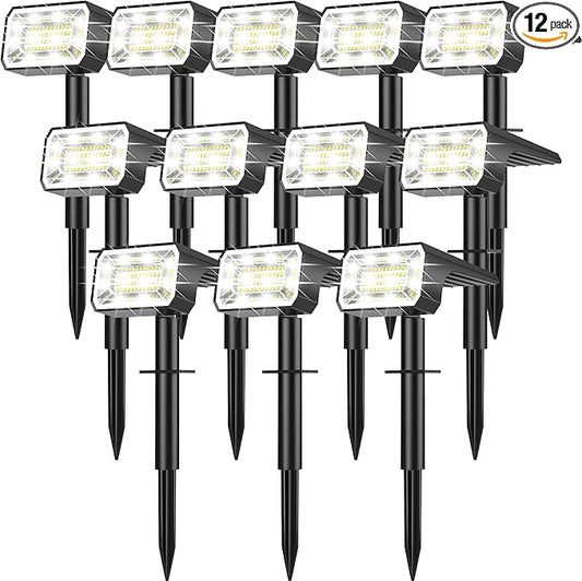 Solar Spot Lights Outdoor Waterproof IP65, [12 Pack/100 LED/4 Modes] 2-in-1 Solar Landscape Spotlights, Auto On/Off High Lumens Spot Lights for Outside Yard Garden Pathway(Cool White) NACINIC