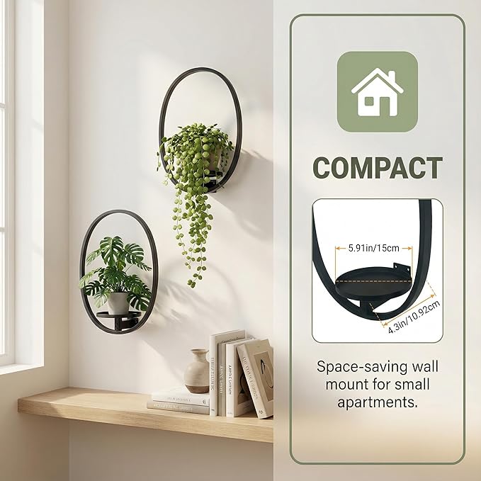2 Pack Plant Stand Indoor Outdoor Hanging Planters for Plants Wall Plant Holder for Indoor Plants Plant Frames Wall Decor for Livingroom Bedroom Balcony Patio NUZZERO