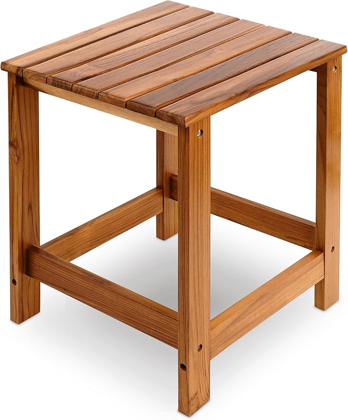 Utoplike Teak Outdoor Side Table for Patio, Pool Coffee Accent Table, Wood End Tables for Garden, Backyard, Bed, Living Room, Couch Utoplike