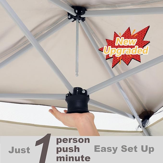 COBIZI 12x12 Pop Up Gazebo On Clearance Canopy Tent- Upgrade Metal Outdoor Canopy Waterproof - Portable Gazebo with Mosquito Nettings, 4 Ropes 8 Stakes and Carry Bag for Patio Garden(Coffee) COBIZI