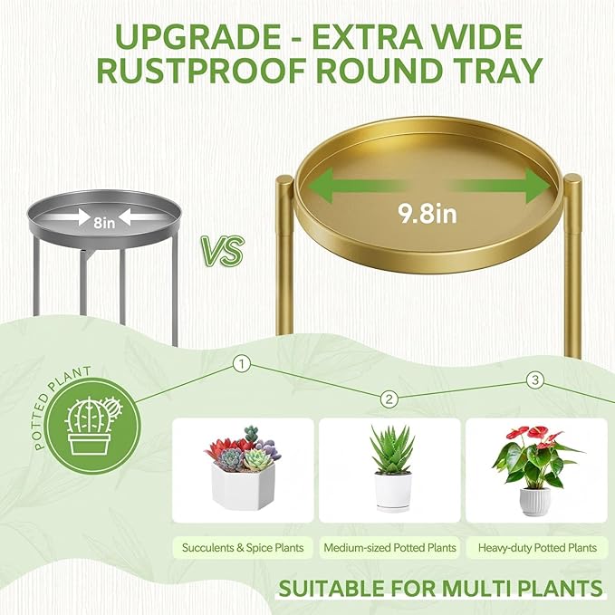 iDavosic.ly 7 Tier Large Plant Stand Indoor, 10 Inch Wide Tall Corner Metal Plant Stands Outdoor for Multiple Plants, Folding Tiered Flower Display Holder Rack Shelf, Gold iDavosicly