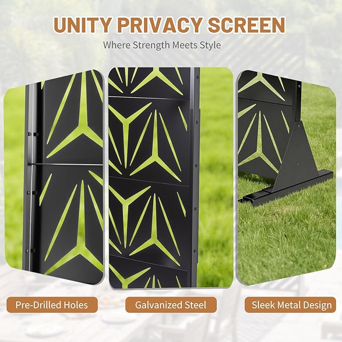 VINGLI Privacy Fence Panels, 72H’’ x 47W’’ Metal Privacy Screen Freestanding, Decorative Privacy Panels for Patio Garden Pool, Outdoor & Indoor (Y-Shaped) VINGLI
