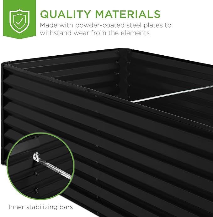Best Choice Products 6x3x2ft Outdoor Metal Raised Garden Bed, Deep Root Box Planter for Vegetables, Flowers, Herbs, 269 Gallon Capacity, 100% Non Toxic Materials - Black BestChoiceProducts