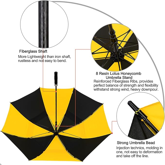 G4Free 47/54/62/68/72 Inch Automatic Open Golf Umbrella Oversize Extra Large Double Canopy Vented Windproof Waterproof Stick Umbrellas G4Free