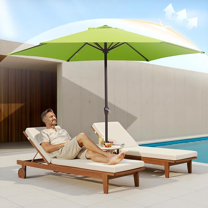 MEWAY 12ft Patio Umbrella Outdoor Table Umbrellas with Crank, Market Umbrella 8 Sturdy Ribs for Deck, Garden, Pool and Backyard, Apple Green MEWAY