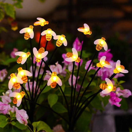 Nacome Solar Garden Lights for Outside – Landscape Decor,Yard Patio Decoration, Waterproof Swaying Bumble Bee(2Pack), Mom Gifts for Women Nacome