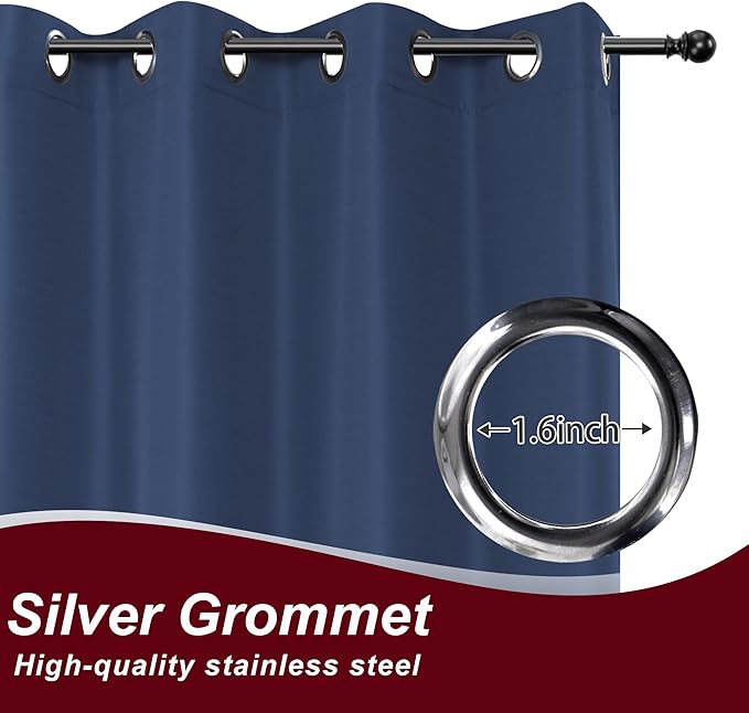 HolidayIdeas Grommet Outdoor Curtains for Patio Waterproof 8 Pcs All Weather Balcony Outside Curtains for Apartments, Gazebo, Pergolas, Porch, 54x120 Inch, Navy HolidayIdeas