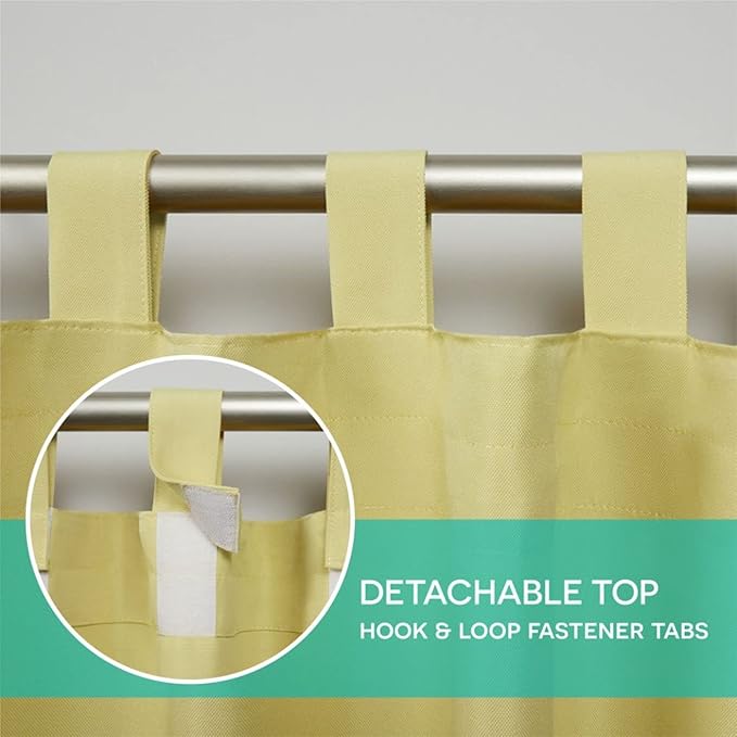 Exclusive Home Cabana Solid Indoor/Outdoor Light Filtering Hook-and-Loop Tab Top Curtain Panel Pair, 54"x63", Sundress Exclusive+Home
