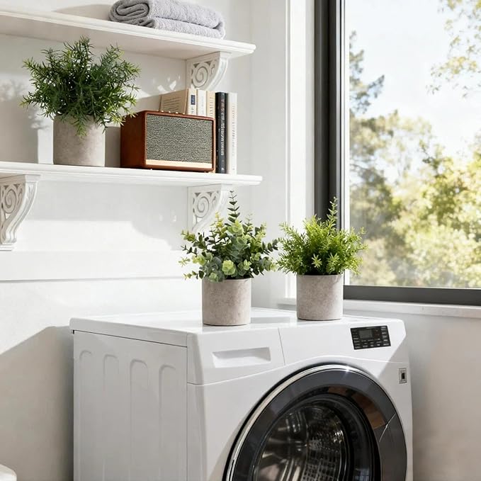 Lemonfilter Small Fake Plants, 3PCS Mini Potted Artificial Plastic Eucalyptus Plants Indoor Modern Farmhouse Decor, Fake Potted Plant for Home Bathroom Bedroom Office Shelves Decor Lemonfilter
