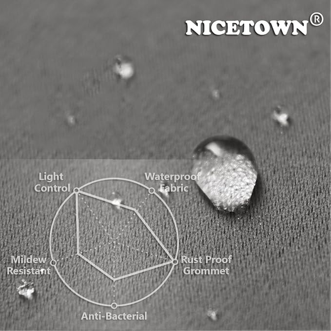 NICETOWN Weighted Outdoor Patio Curtain & Drape Waterproof 84 Long, Top and Bottom Rustproof Steel Grommets Heavy Weight Windproof Sunlight Blocking, Keep Privacy for Yard, 1 Piece, W52 x L84, Grey NICETOWN