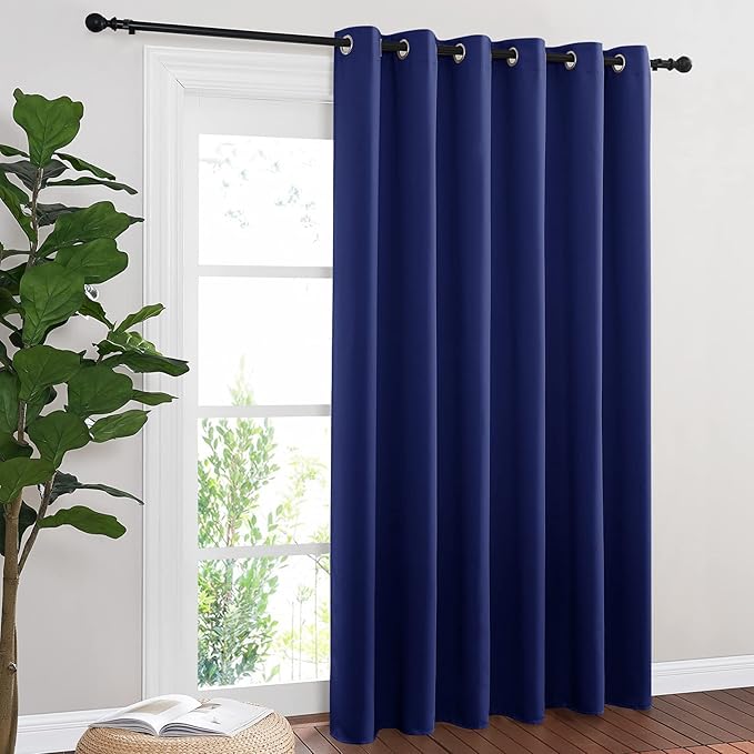NICETOWN Sliding Glass Door Curtain Panel, Home Decoration Privacy & Noise Reducing Room Divider for Shared Apartment (Navy Blue, 80 inches x 84 inches) NICETOWN