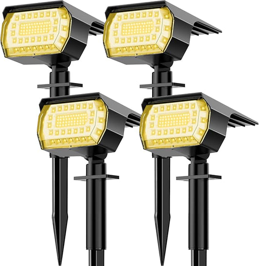 LANSOW Solar Spot Lights Outdoor, [4 Pack/76 LED] 2-in-1 Solar Landscape Spotlights, 3 Modes IP65 Waterproof Dusk to Dawn Solar Powered Flood Wall Lights for Outside Yard Garden Pathway(Warm White) LANSOW