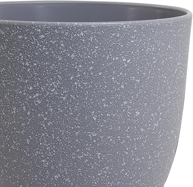 12/10/9 inch Large Plant Pots, 3 Pack Modern Decorative Plastic Planters with Drainage Holes and Saucer for House Garden Plants, Flower Pots for Indoor Outdoor Plants, Speckled Grey WSMKSZ