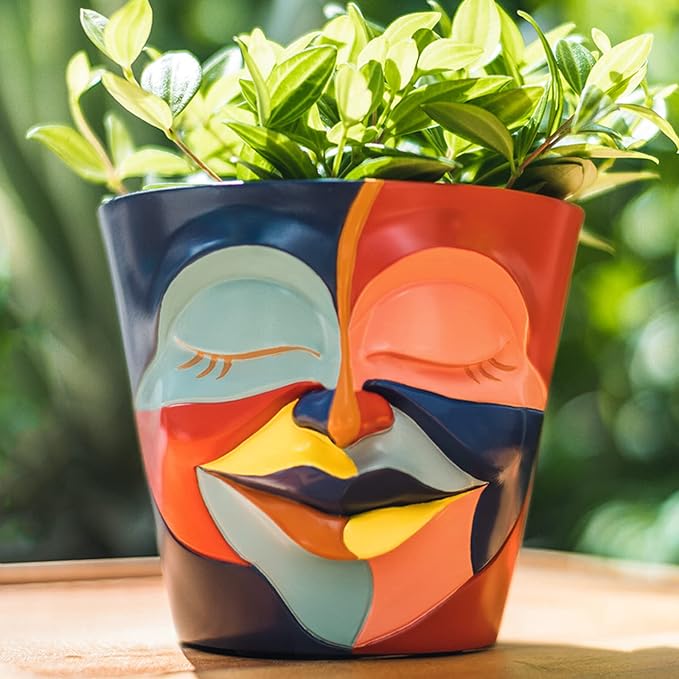 GUGUGO Abstract Rainbow Head Planter, Graffiti Face Planters Pots with Drainage, Flower Plant Pots for Indoor Plants, Unique Funny Pots for Plant Lover Gifts GUGUGOHOMEDECOR