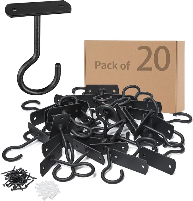2.5in Ceiling Hooks for Hanging Plants 20Pack Black QualityEfficiency