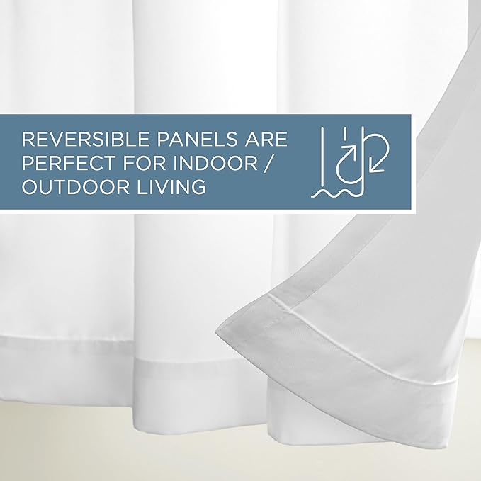 TOWN & COUNTRY BASICS Cabana Solid Heavyweight Indoor Outdoor Curtains, Light Filtering Opacity with Grommet Top, Water Repellent, 2-Pack Set, 54"x84", Winter White TOWN+%26+COUNTRY+BASICS