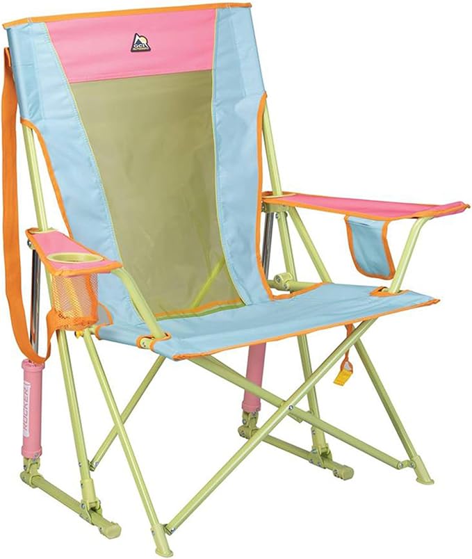 GCI Outdoor Comfort Pro Rocker Camping Chair | Portable Folding Rocking Chair with Durable Armrests & Drink Holder — Sweet Tea GCIOUTDOOR