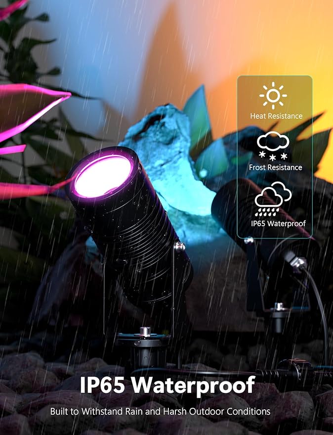 Smart Landscape Lights, APP Controlled RGBCW Color Changing Spot Lights, IP65 Waterproof 24V Low Voltage Outdoor Spotlights for Garden Yard Pathway Holiday Decor TakThree