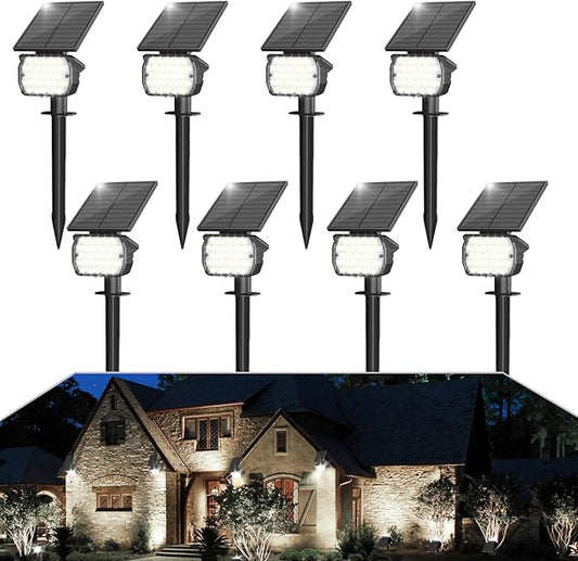 VOLISUN Solar Spotlight Outdoor, IP67 Waterproof Solar Landscape Spot Lights，Uplights for Yard Garden Pathway - 8 Pack (Cool White) 27 LED 3 Lighting Modes VOLISUN