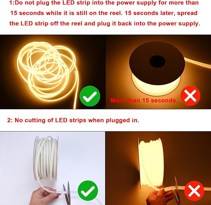 AC 110V COB LED Strip Lights Outdoor Waterproof 65.6ft, 2700K Warm White Super Bright 200W CRI 90+ LED Rope Light, IP65 Flexible Cuttable, for Bedroom Garden Commercial House BENLUN