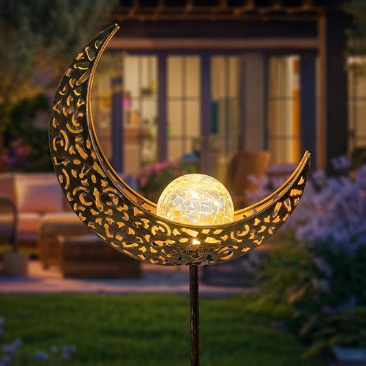 Homeimpro Moon Solar Lights Outdoor Garden Decor Gifts for Mom Women,Waterproof Stakes Yard Decorations for Lawn, Patio Accessories, Backyard Ornaments Birthday Gifts Mother Grandma (Bronze) Homeimpro