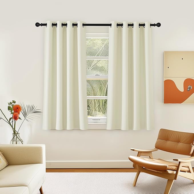 NICETOWN Room Darkening Short Curtain 54 inches Long for Living Room, Grommet Sound Reducing Thermal Insulated Curtains for Bedroom Nursery Window, 46W x 54L, 1 Piece, Beige NICETOWN