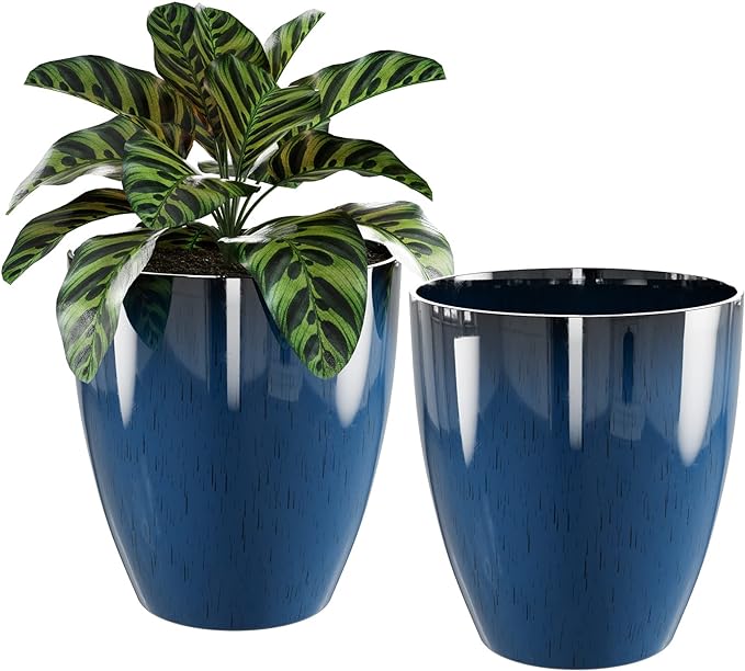 QCQHDU 10 inch Plant Pot with Drainage Hole, 2 Pack Sturdy Pots for Plant Tree Flower, Large PlanterPlanters for Indoor & Outdoor Plants QCQHDU
