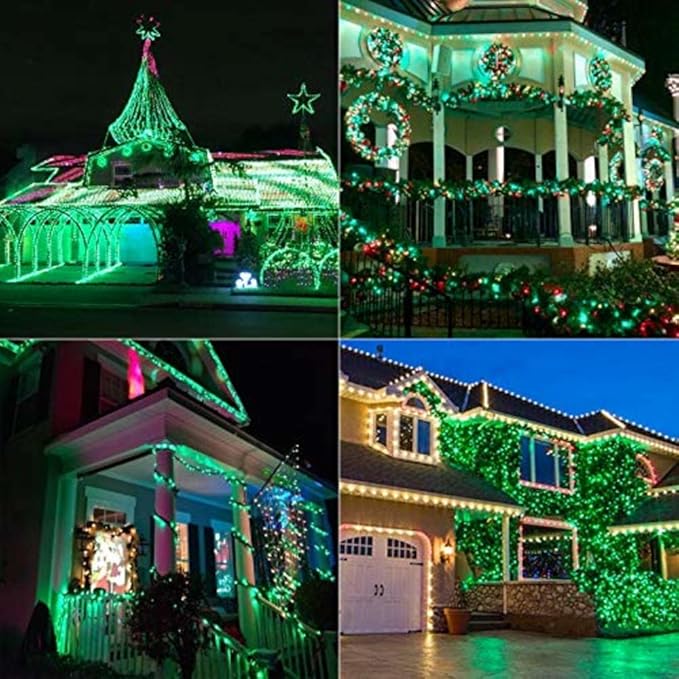 66Ft 200LED Fairy Lights Plug in, Waterproof String Lights Outdoor & Indoor 8 Modes with Timer, Christmas Light Bedroom Decor, Twinkle Light for Garden St. Patrick's Day Christmas Decorations (Green) BHCLIGHT