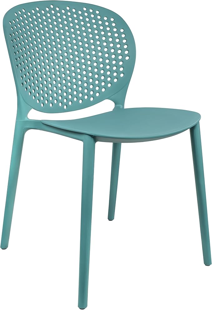 2xhome Set of 2 Patio Dining Chairs | Modern Stackable Outdoor Pool Side Chair | Weather Resistant Plastic for Yard, Porch, Balcony, Kitchen, Teal 2xhome