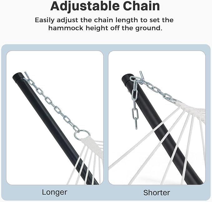 SUPERJARE Hammock with Stand, 2 Person Heavy Duty Hammock Frame, Detachable Pillow & Strong Curved-Bar & Portable Carrying Bag, Perfect for Outdoor & Indoor - Gray SUPERJARE